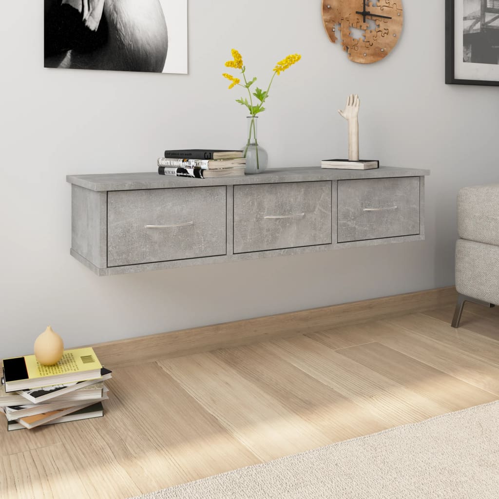 Scaffale Cassetti Parete 60X26X18,5 Multistrato Grigio Cemento