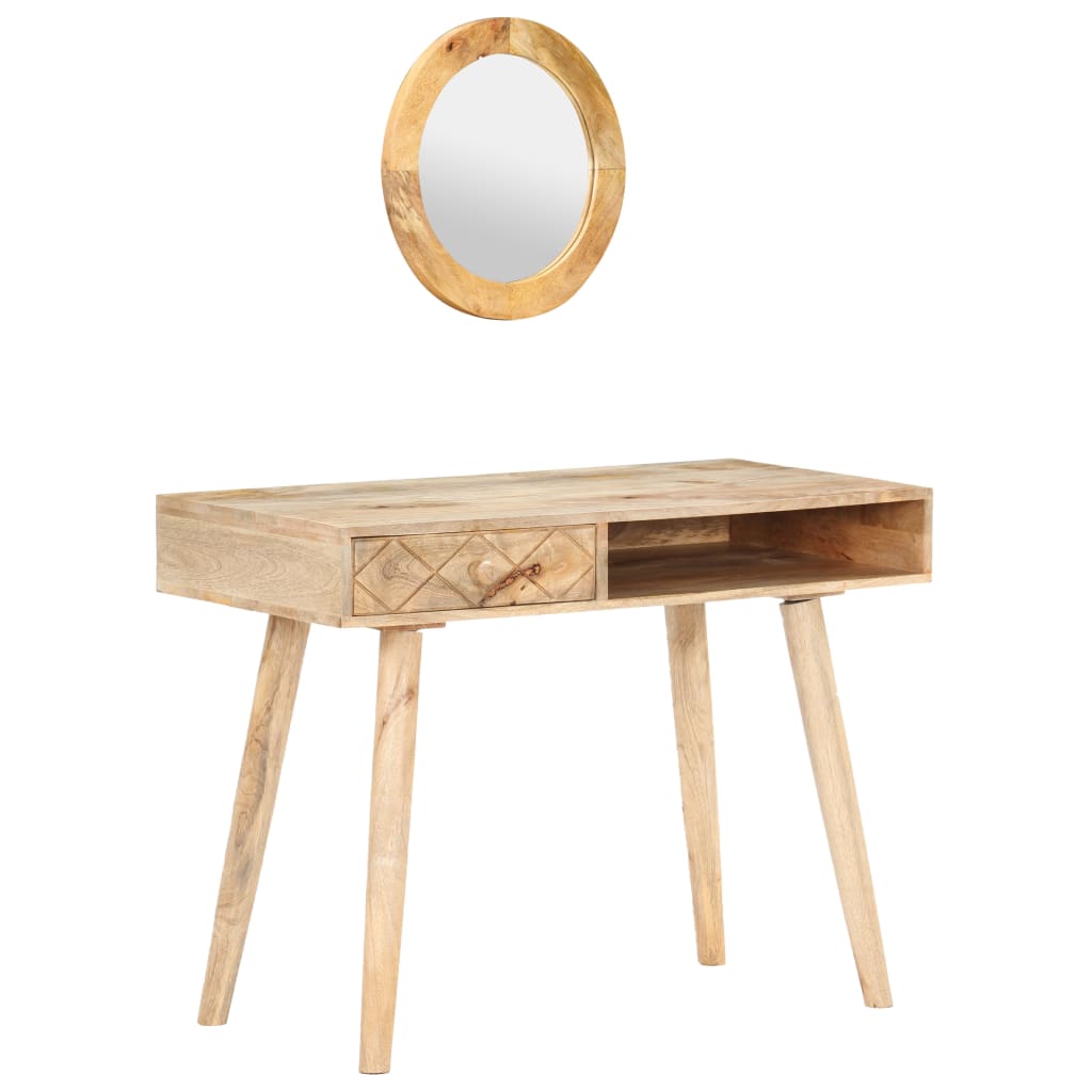 Tavolino Da Trucco 100X50X76 Cm In Legno Massello Di Mango