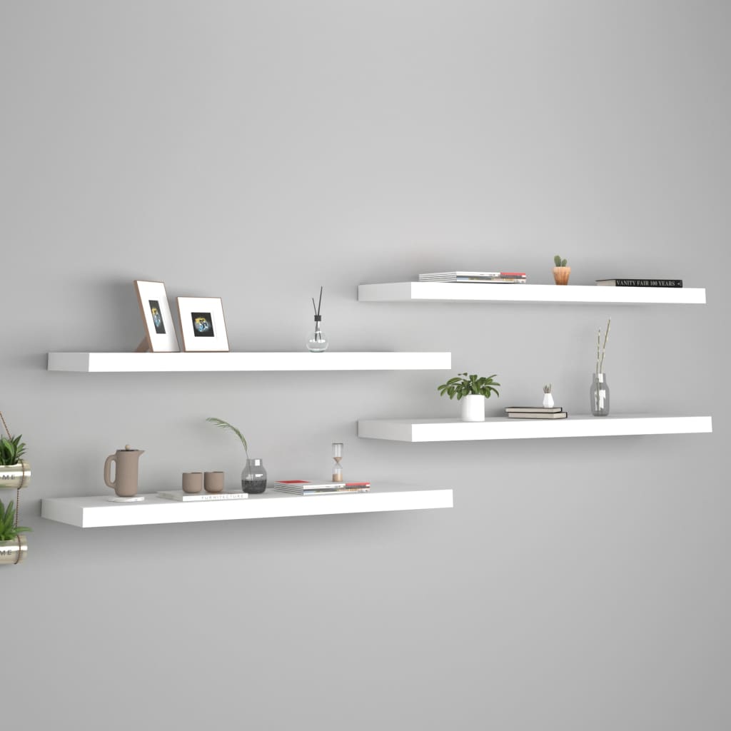 Scaffali A Parete 4 Pz Bianchi 120X23,5X3,8 Cm In Mdf Bianco