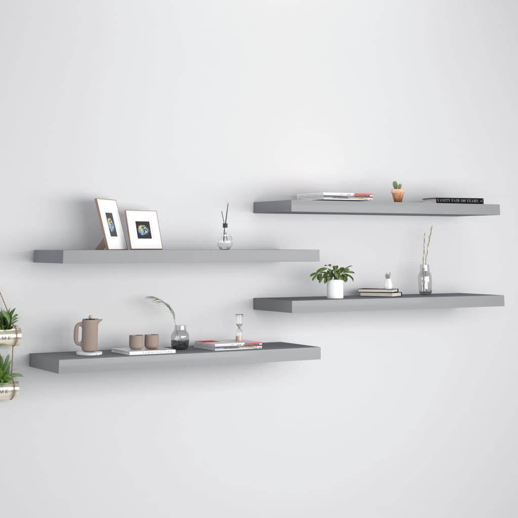Scaffali A Parete 2 Pz Grigi 90X23,5X3,8 Cm In Mdf Grigio
