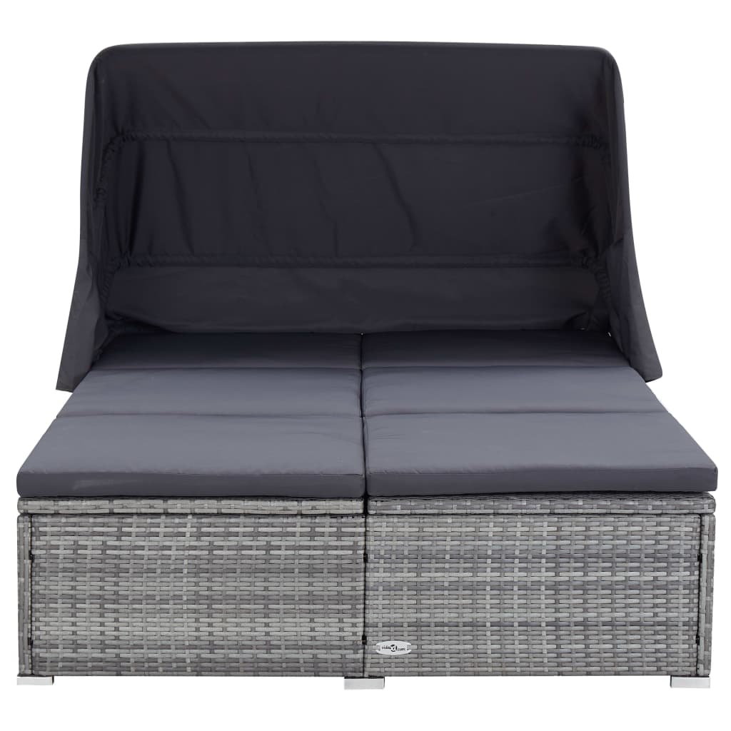 Lettino Prendisole A 2 Posti Con Cuscino In Polyrattan