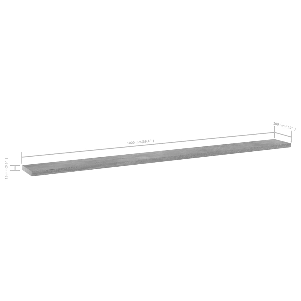 Ripiani Libreria 8Pz Grigio Cemento 100X10X1,5Cm Multistrato