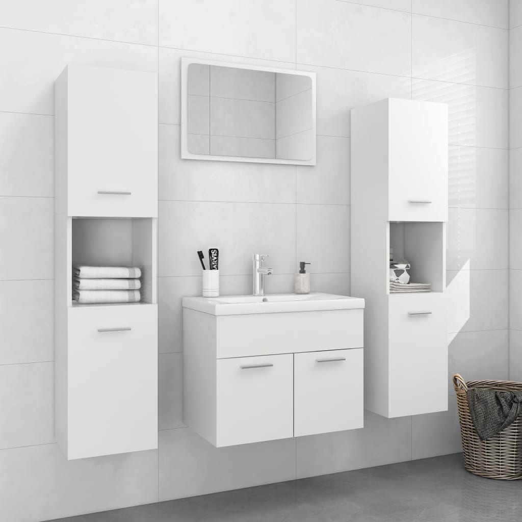 Set Mobili Da Bagno In Legno Multistrato Bianco