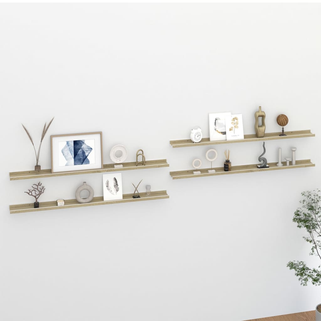 Mensole Da Parete 2 Pz Bianco E Rovere Sonoma