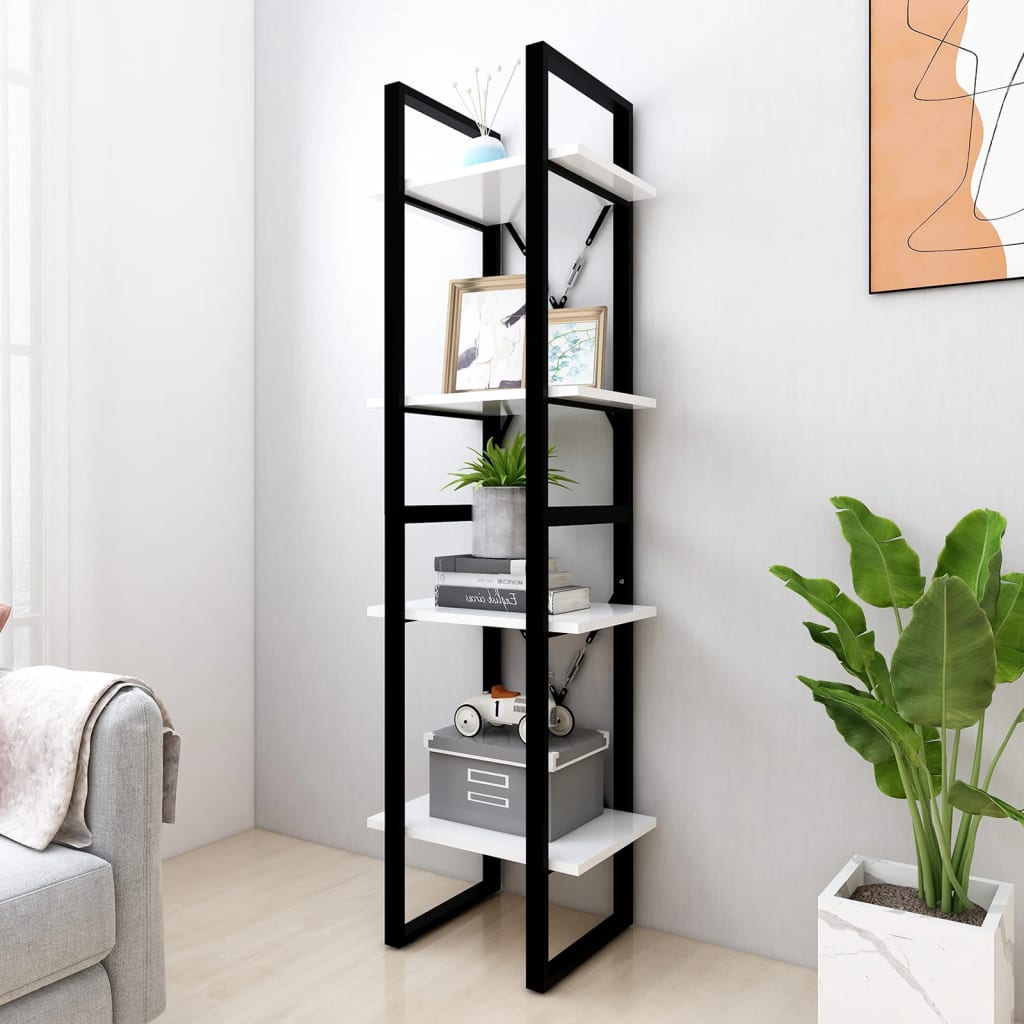 Libreria A 4 Ripiani Bianca 40X30X In Massello Di Pino Bianco