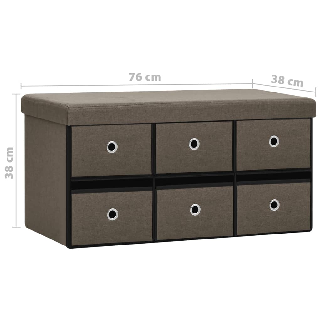 Cassapanca Pieghevole Marrone 76X38X38 Cm In Simil Lino