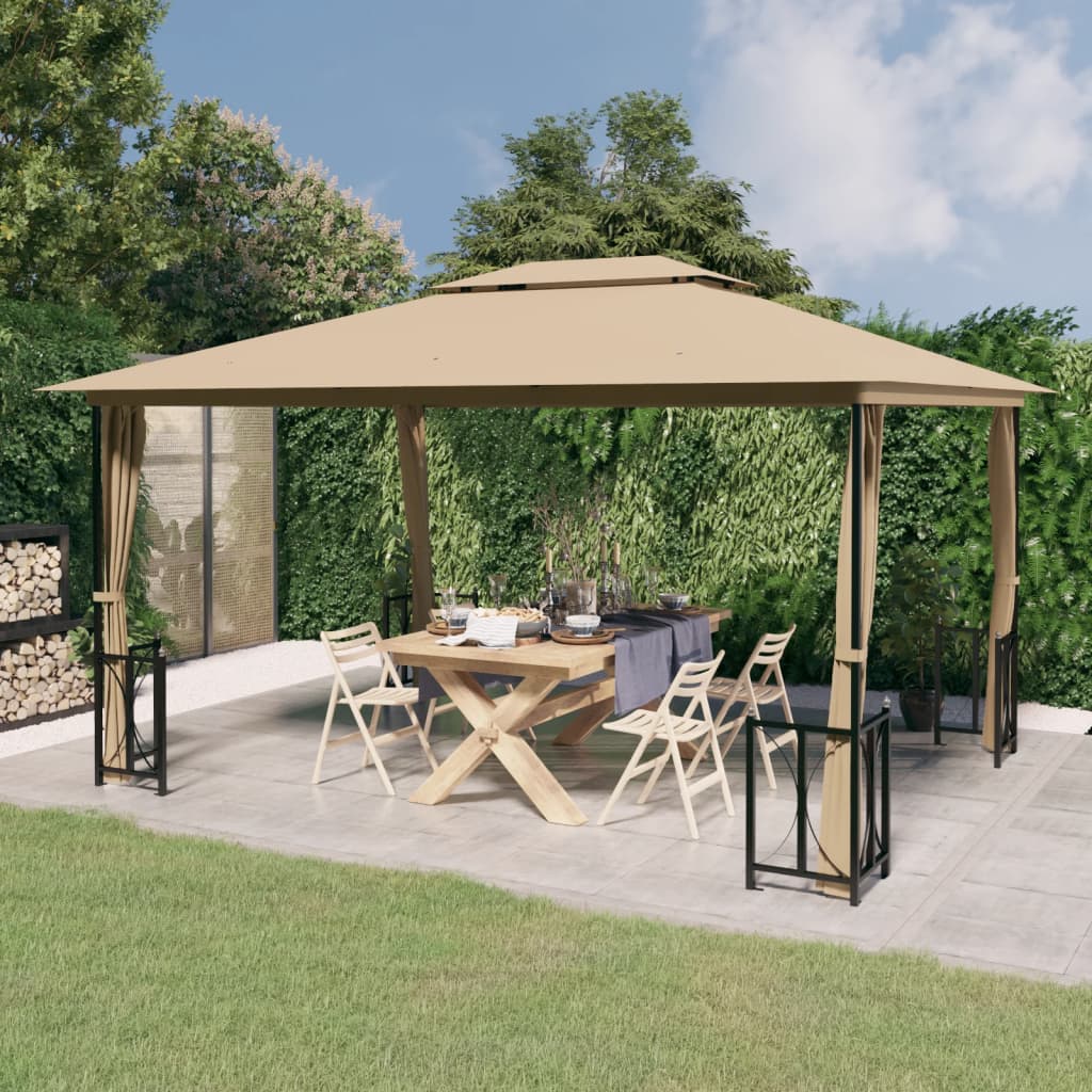 Gazebo Con Teli Laterali E Doppio Tetto