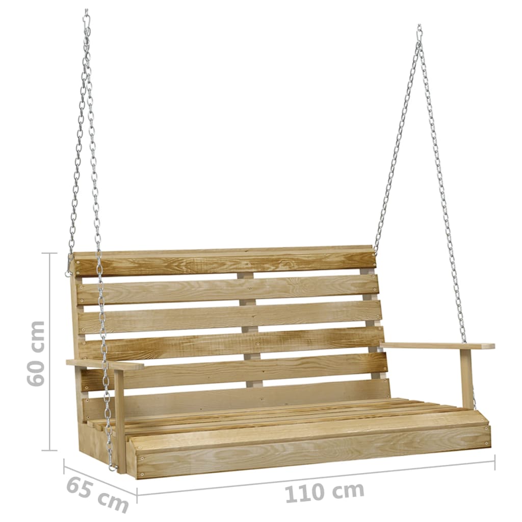 Panchina A Dondolo 110 Cm In Legno Di Pino Impregnato