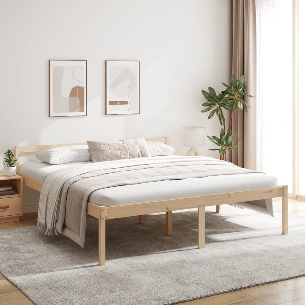 Letto Per Anziani Marrone Cera Legno Massello Di Pino