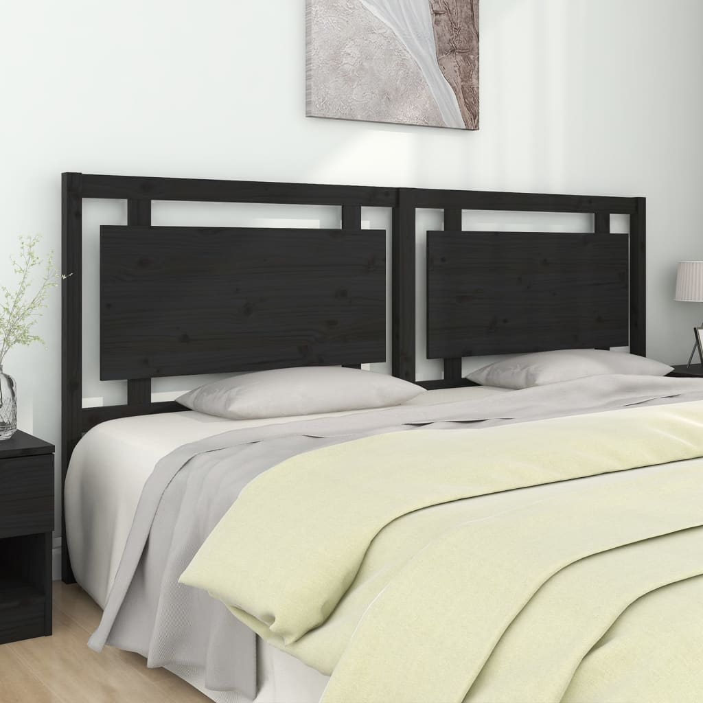 Testiera Per Letto Nera 80,5X4X100 Cm In Legno Massello Di Pino