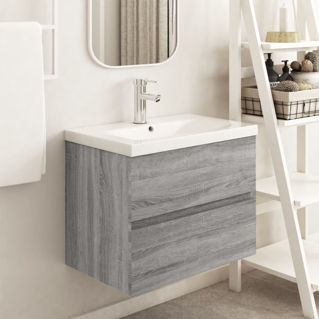 Mobile Sottolavabo 90X38,5X45Cm Legno Multistrato Grigio Sonoma