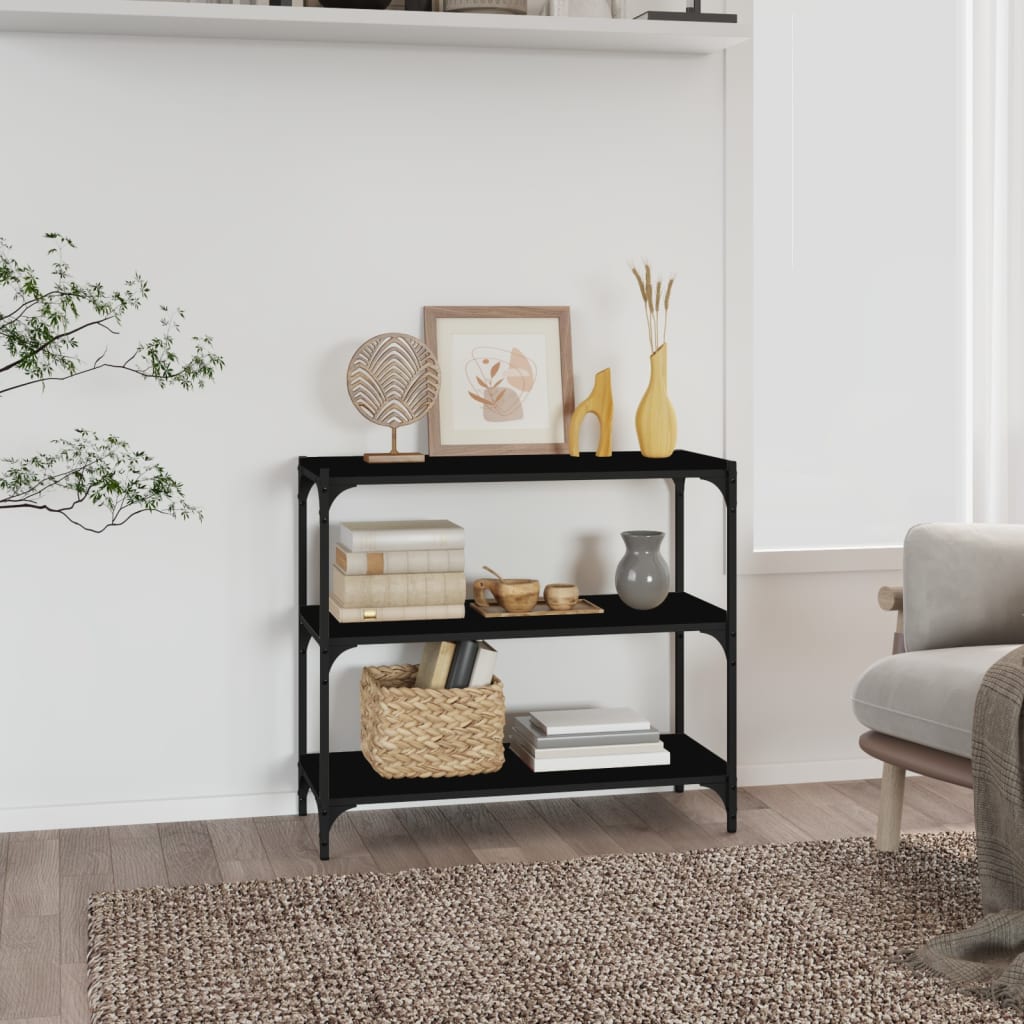 Mobile Porta Libri 40X33X70,5Cm Legno Multistrato Acciaio Nero