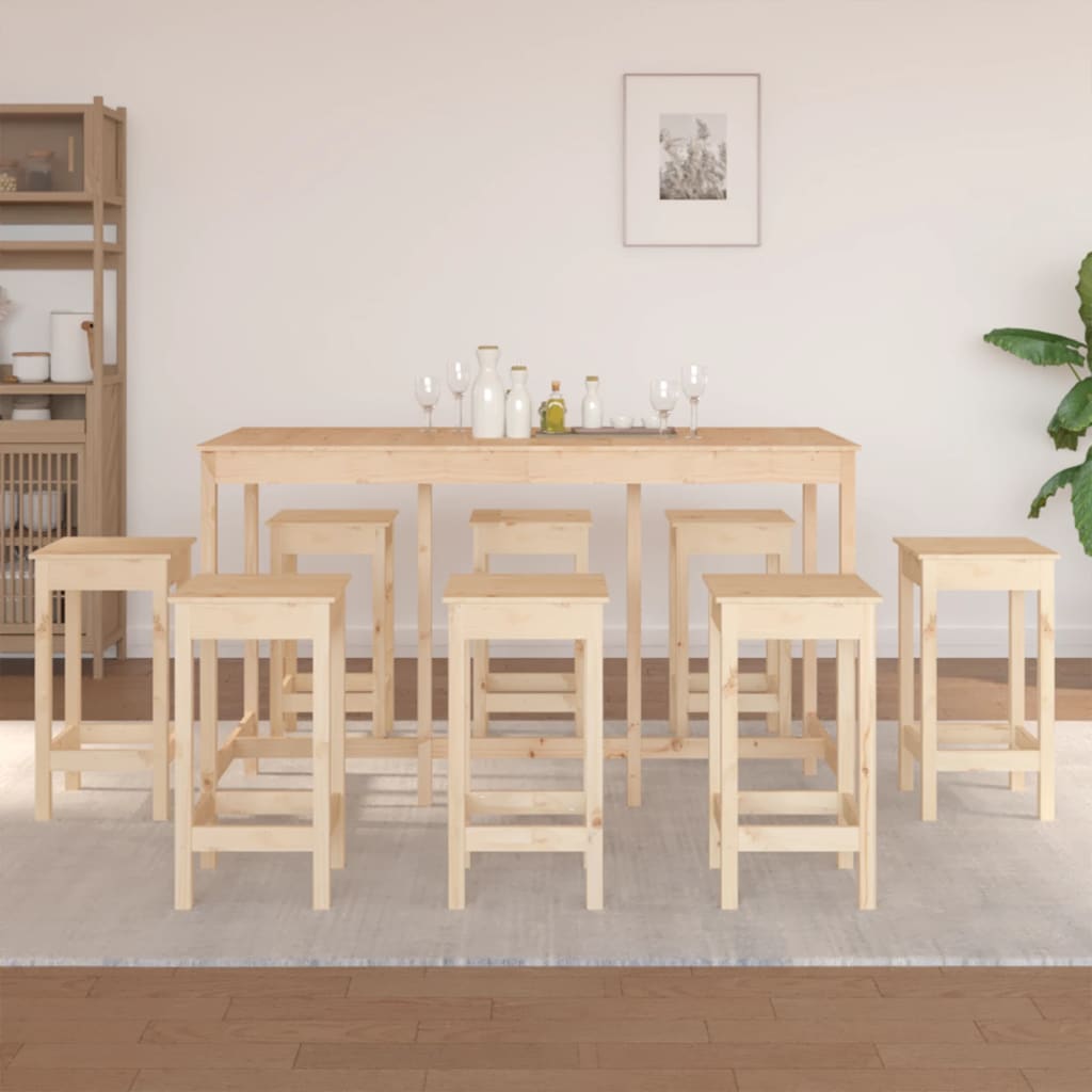 Set Da Bar 9 Pz In Legno Massello Di Pino