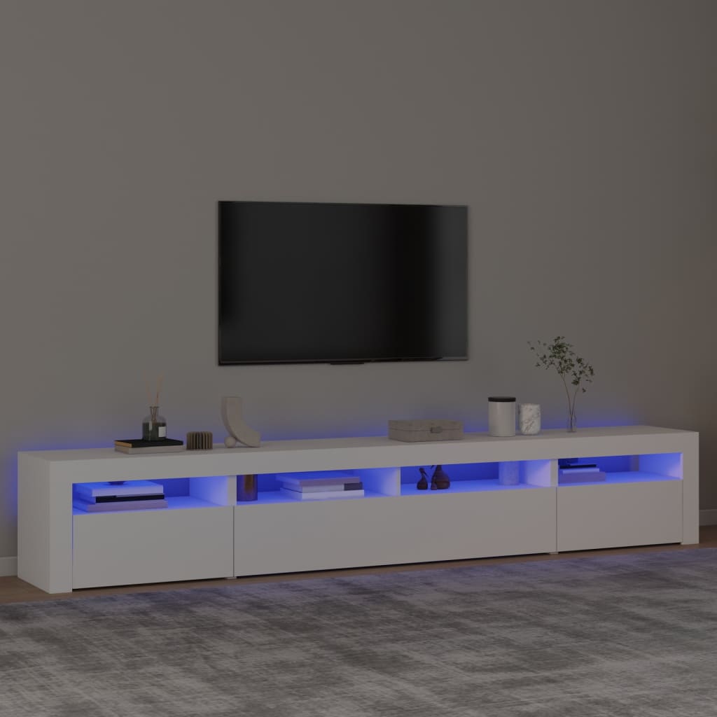 Mobile Porta Tv Con Luci Led 210X35X40 Cm Bianco
