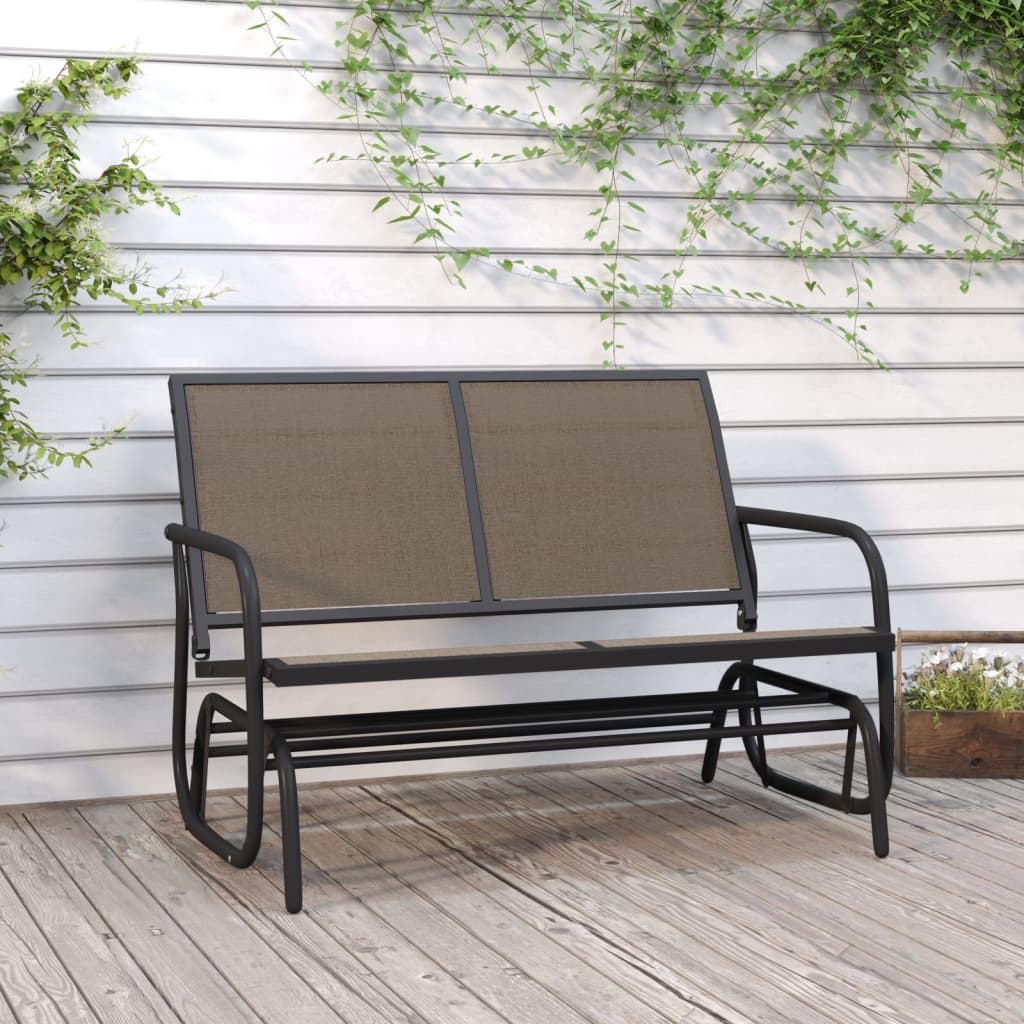 Panca Glider Giardino Nera 120,5X76X86,5 Cm Textilene E Acciaio