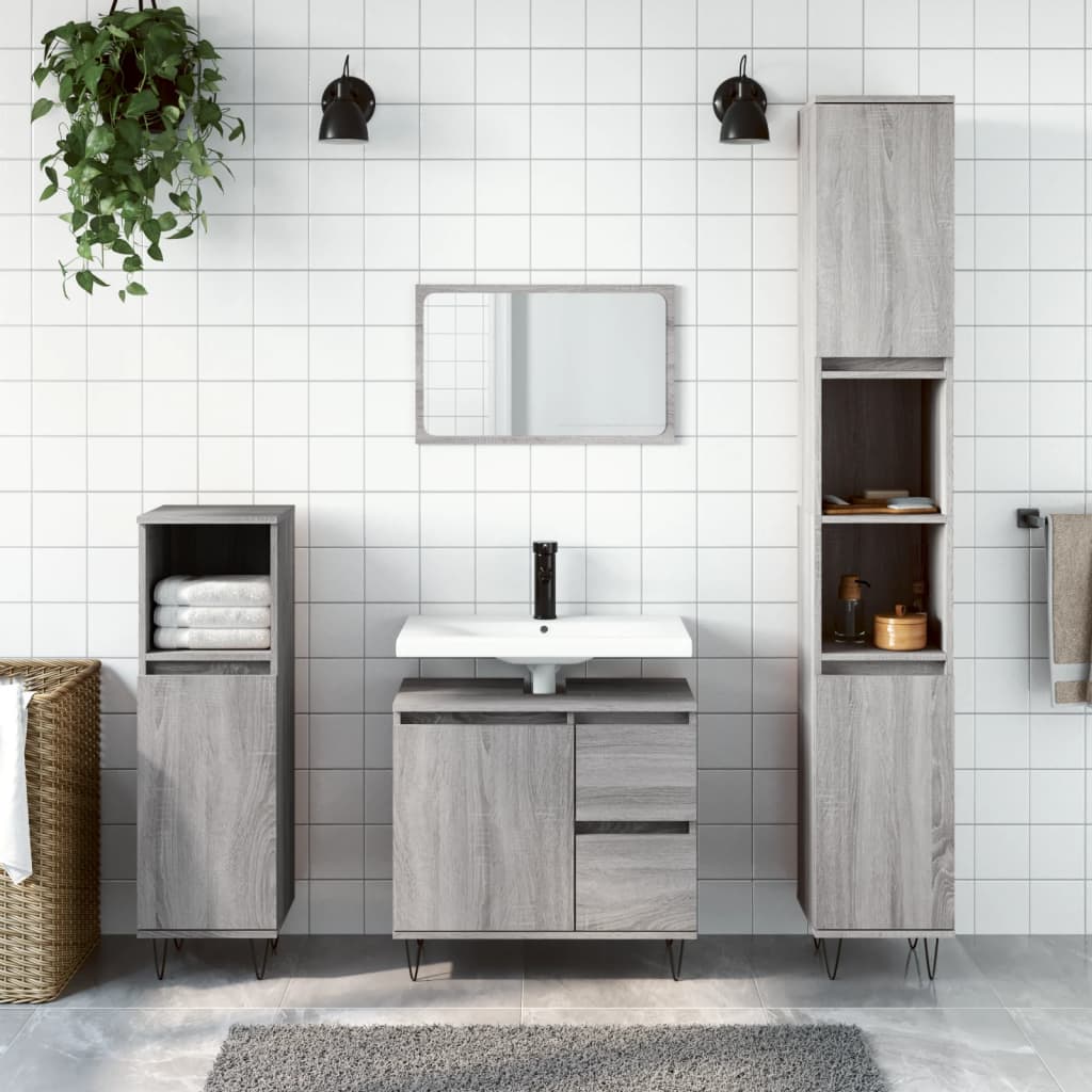 Set Mobili Da Bagno 3 Pz In Legno Multistrato
