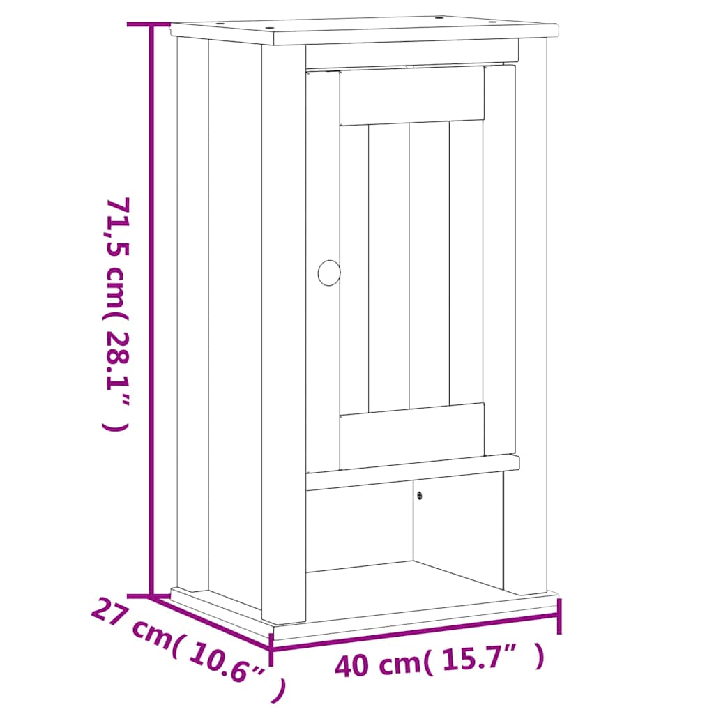 Mobile Da Bagno A Muro Berg 40X27X71,5 Cm Massello Pino Nero