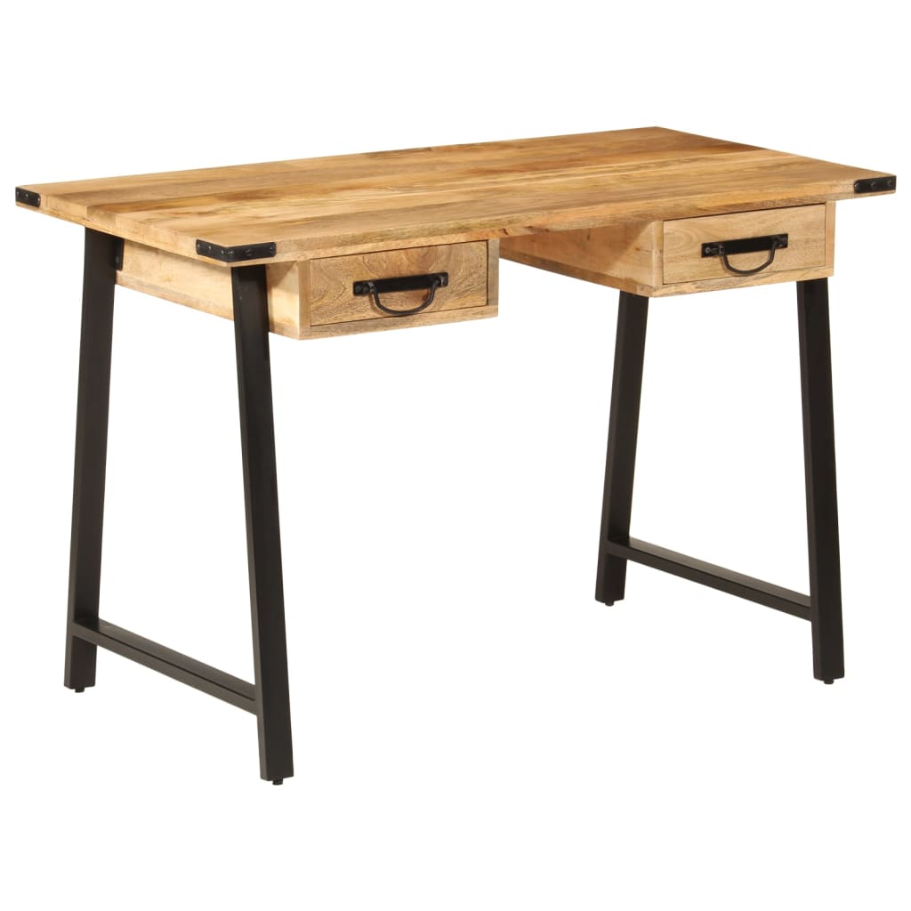 Scrivania Con Cassetti 105X55X70 Cm Legno Massello Mango Ferro