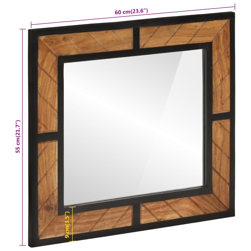 Specchio Da Bagno 60X1X55 Cm In Legno Massello Di Acacia