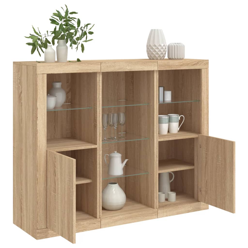 Credenze Con Luci Led 3 Pz In Legno Multistrato