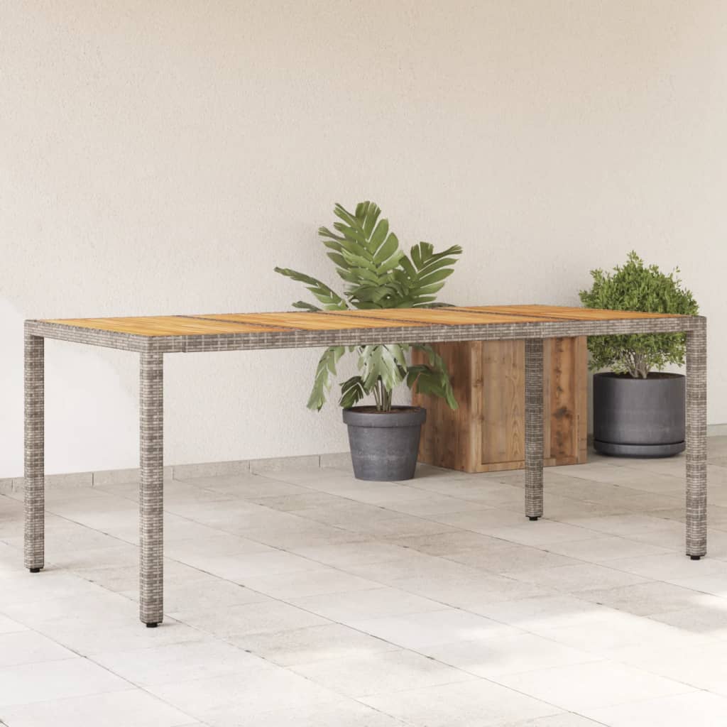 Tavolo Da Giardino 190X90X75Cm Polyrattan Legno Di Acacia