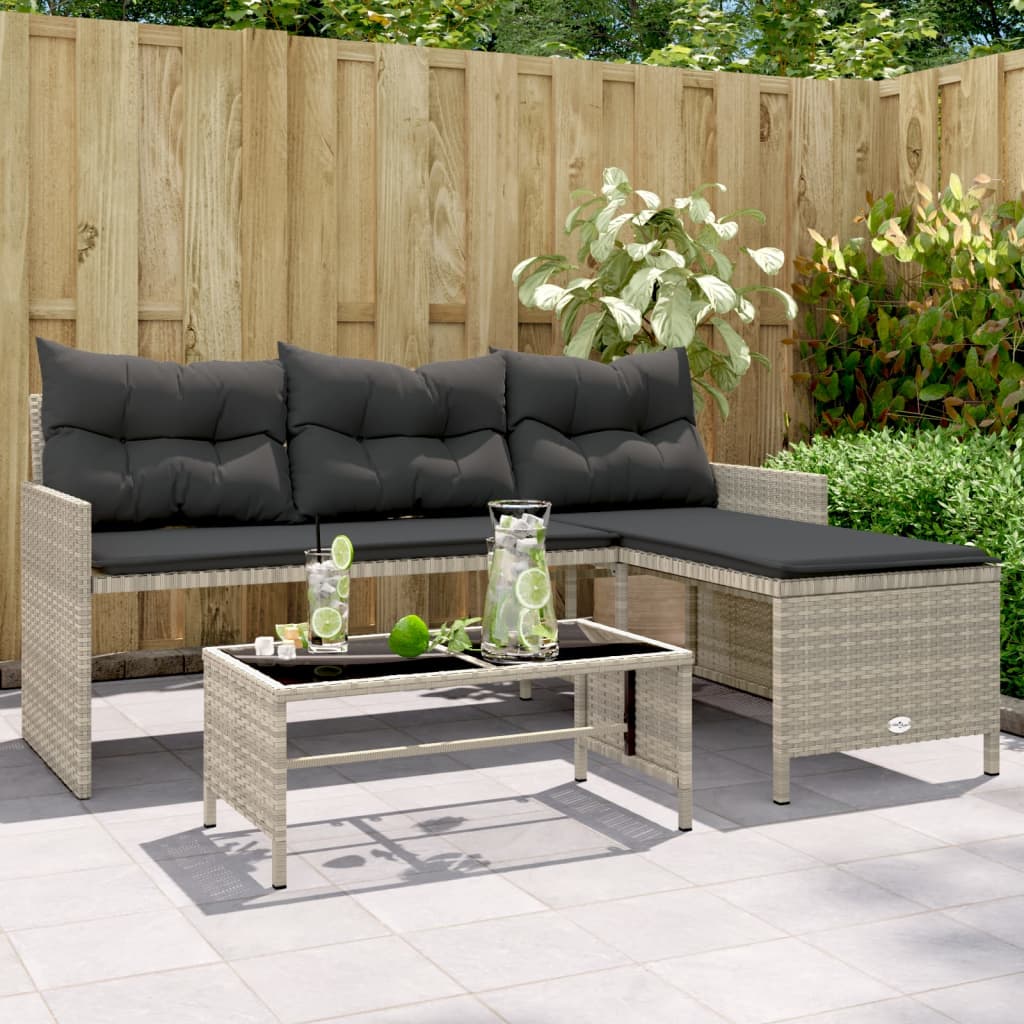 Divano Da Giardino Con Tavolo E Cuscini A L In Polyrattan