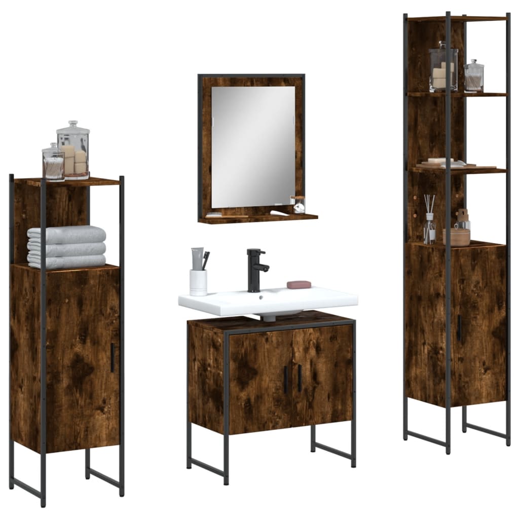 Set Mobili Da Bagno 4 Pz In Legno Multistrato
