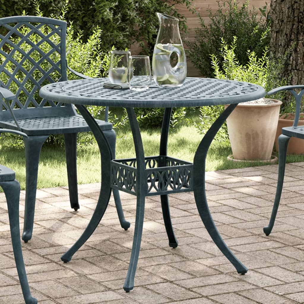 Tavolo Da Giardino Ø90X75 Cm In Alluminio Pressofuso