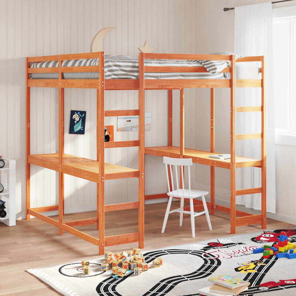 Letto Soppalco Con Scrivania E Scala Massello Pino