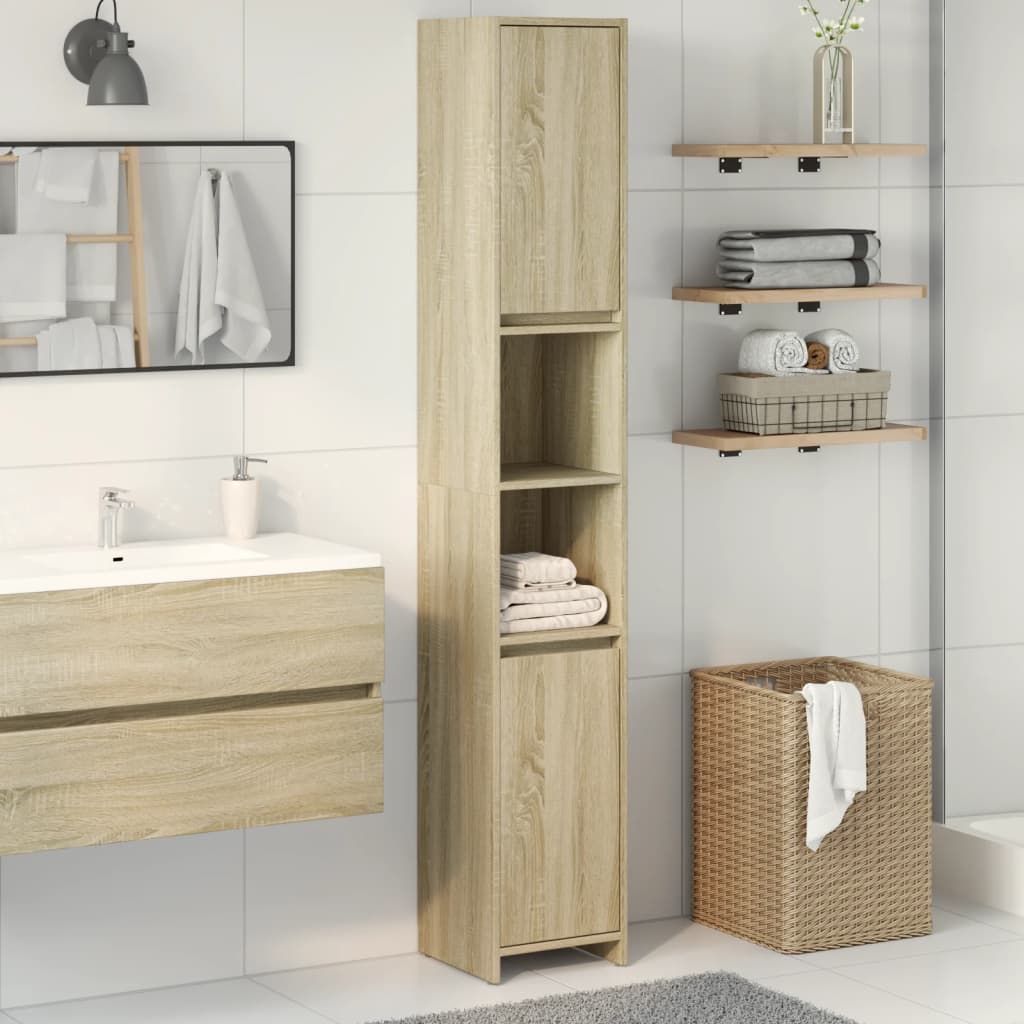 Mobile Da Bagno 30X30X183,5 Cm Legno Tecnico Rovere Sonoma