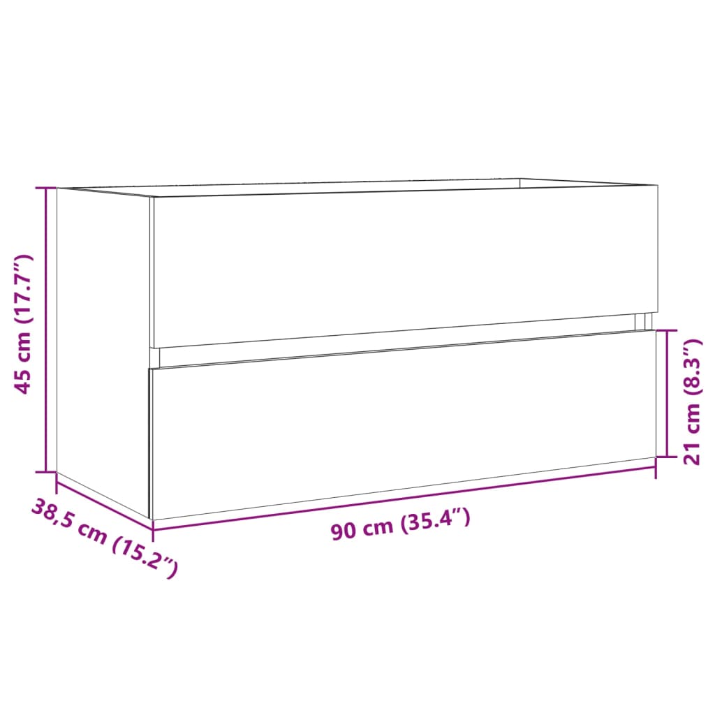 Mobile Lavabo Rovere Sonoma 90X38,5X45 Cm In Legno Multistrato Rovere Sonoma