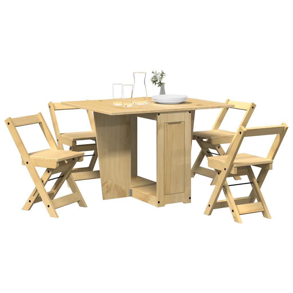 Set Da Pranzo 5 Pz Corona Pieghevole In Legno Di Pino