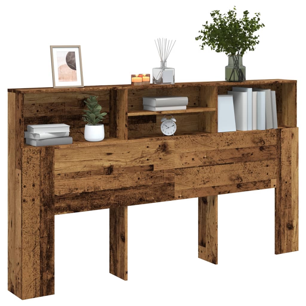 Testiera Con Contenitore Legno 160X19X103,5 Cm In Truciolato Legno Antico