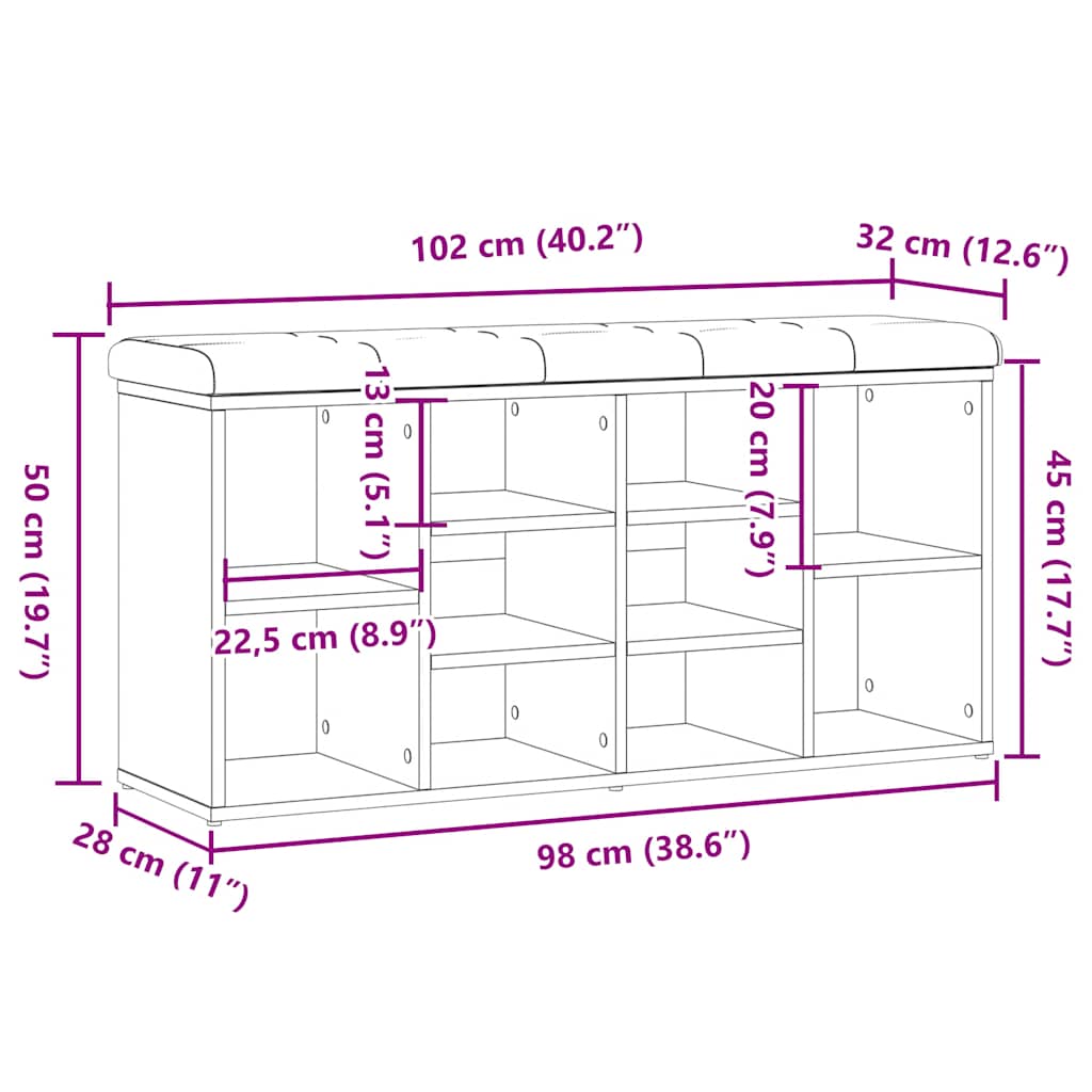 Panca Porta Scarpe Legno Antico 102X32X50 Cm Legno Multistrato Rovere Artigianale