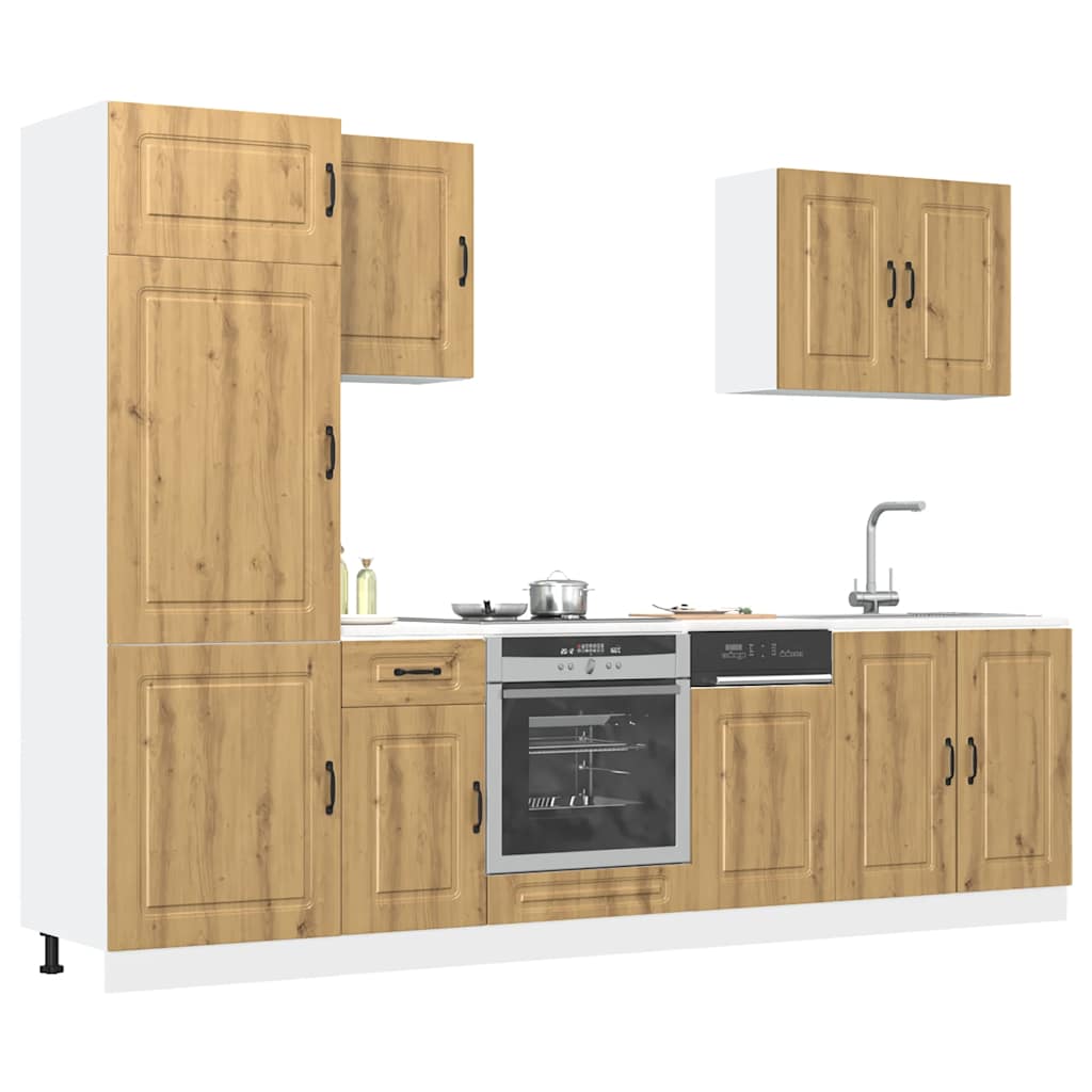 Set Mobili Da Cucina 7 Pz Kalmar Neri Legno Multistrato