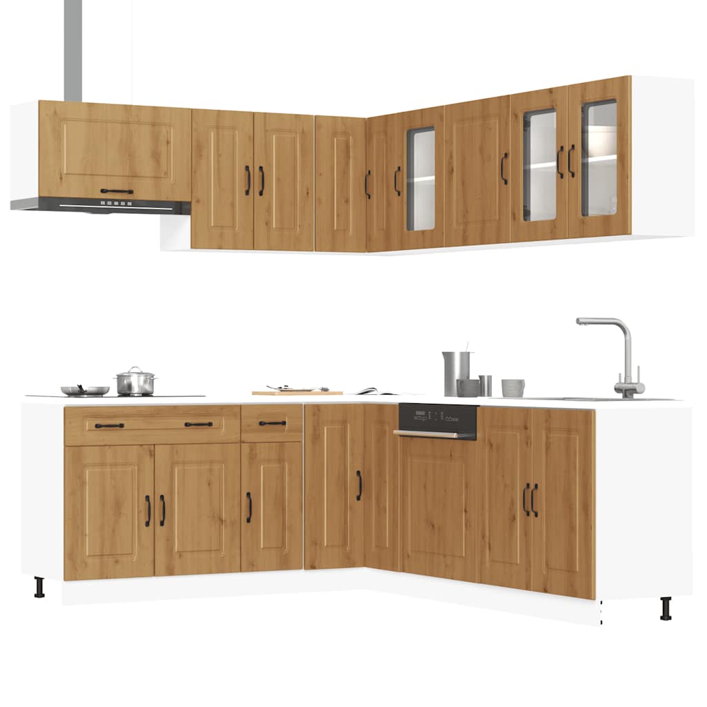 Set Mobili Da Cucina 11 Pz Kalmar Legno Vecchio In Truciolato