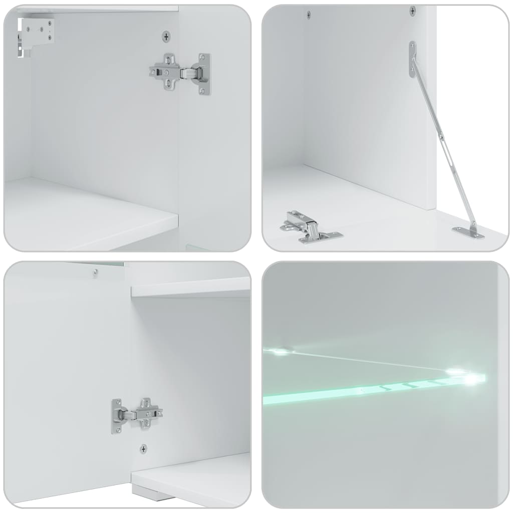 Mobile Tv 5 Pz Con Illuminazione A Led Verde Oliva Truciolato