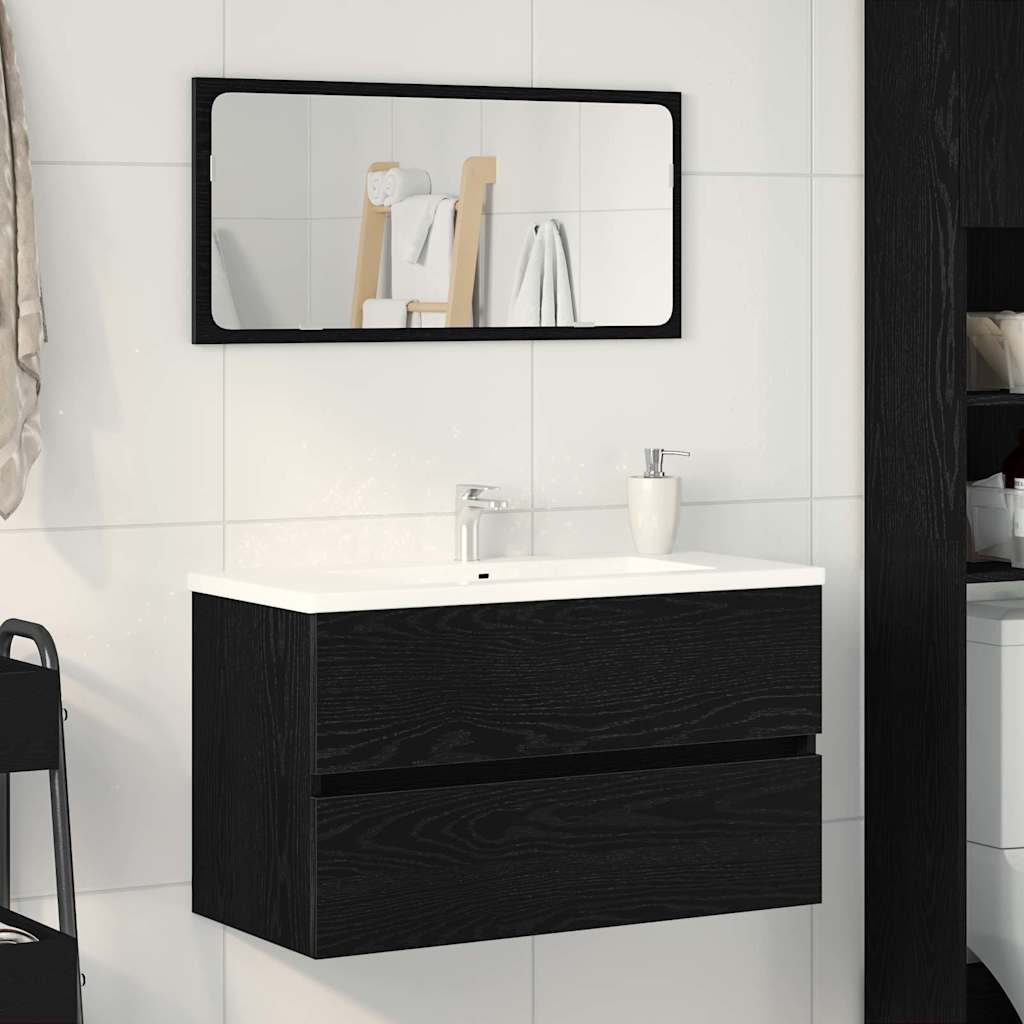 Mobile Lavabo 90X38,5X45 Cm In Legno Multistrato Rovere Nero