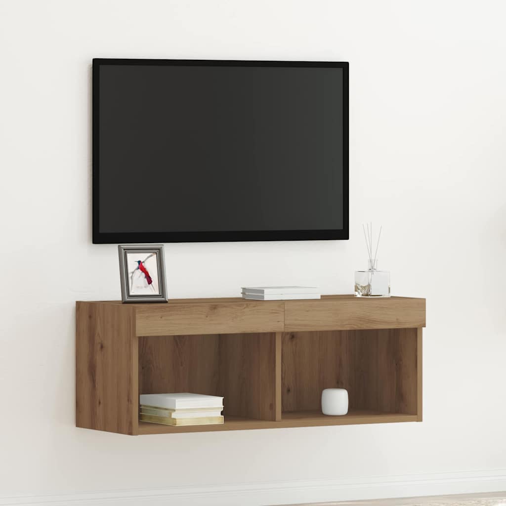 Mobili Porta Tv Con Luci Led 2 Pz Bianchi 80X30X30 Cm