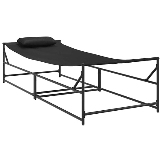 Lettino Da Giardino 2 Pcs Nero Acciaio Verniciato A Polvere