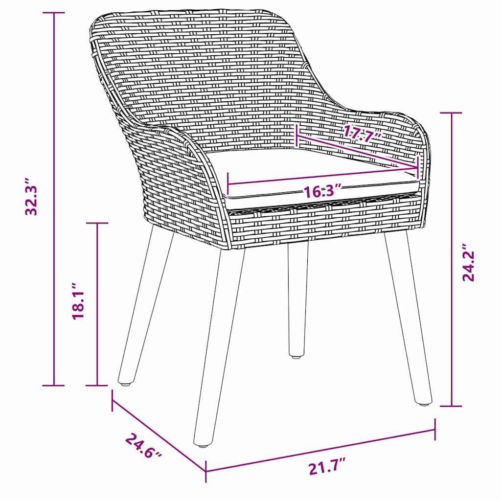 Sedia Da Giardino 2 Pcs 62,5 X 55 X 82 Cm Polyrattan