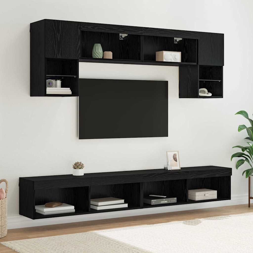 Mobili Tv A Muro Con Led 6Pz Legno Multistrato