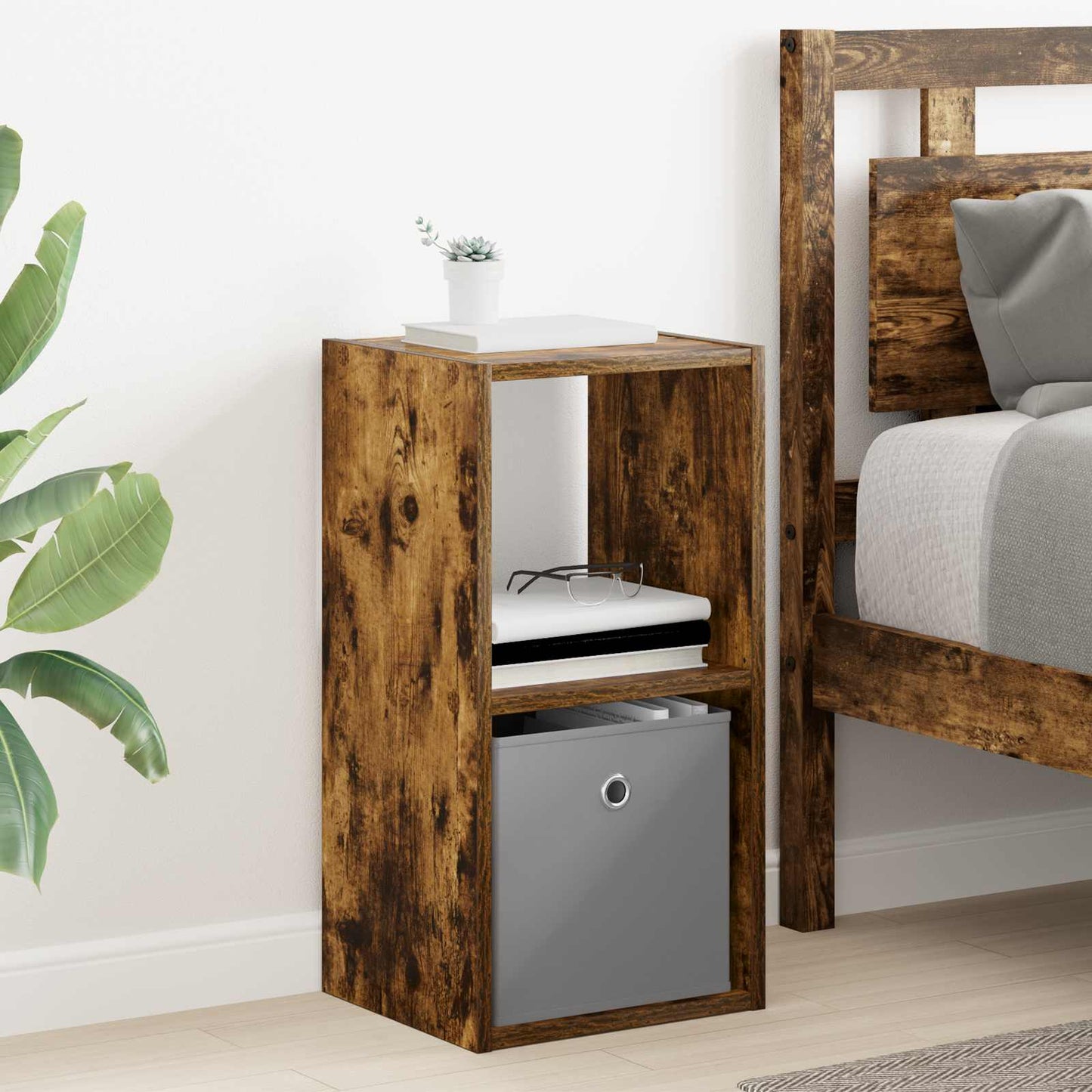 Comodino Rovere Fumé 35 X 32 X 68,5 Cm Legno Multistrato
