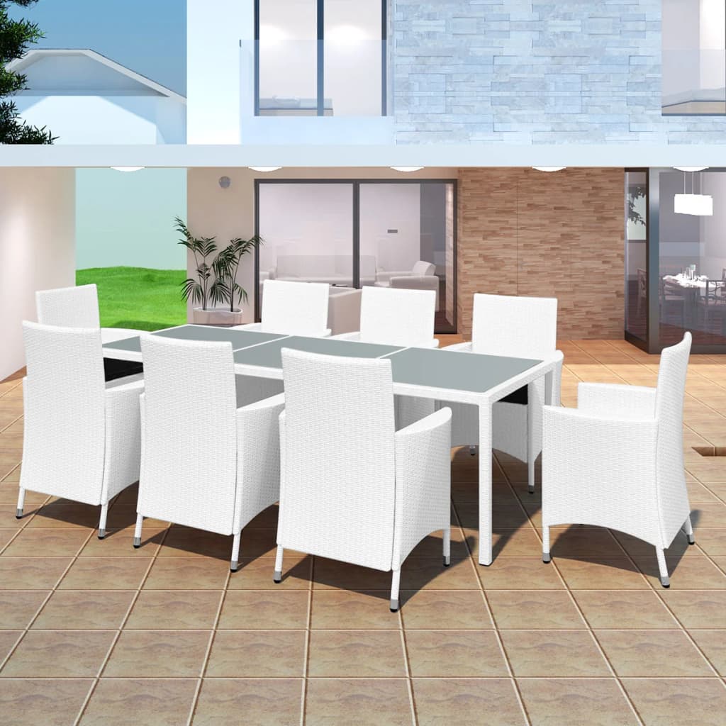 Set Mobili Da Pranzo Da Giardino 9Pz E Cuscini Polyrattan