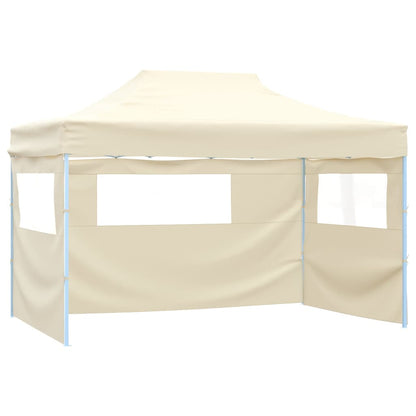 Tenda Pieghevole Pop-Up 4 Pareti Laterali 3X4,5 M Bianco Crema