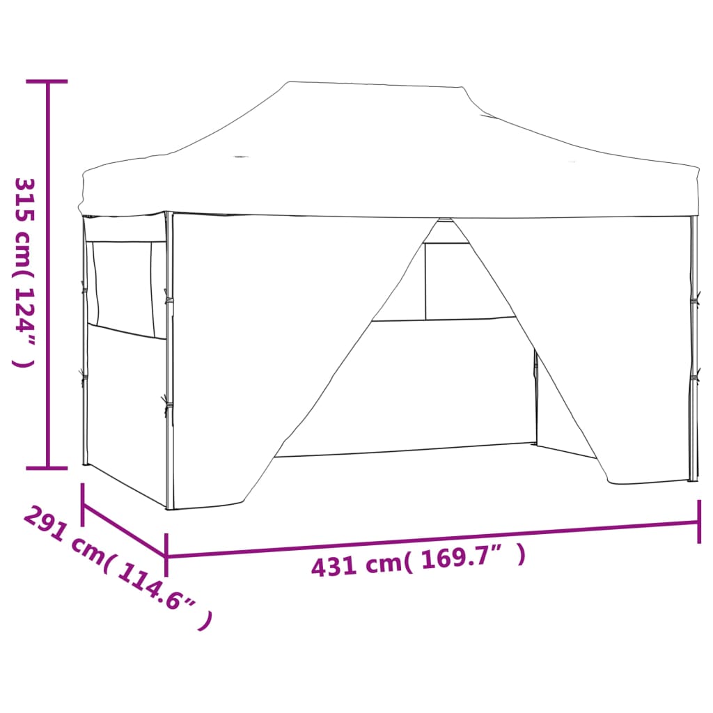 Tenda Pieghevole Pop-Up 4 Pareti Laterali 3X4,5 M Bianco Crema