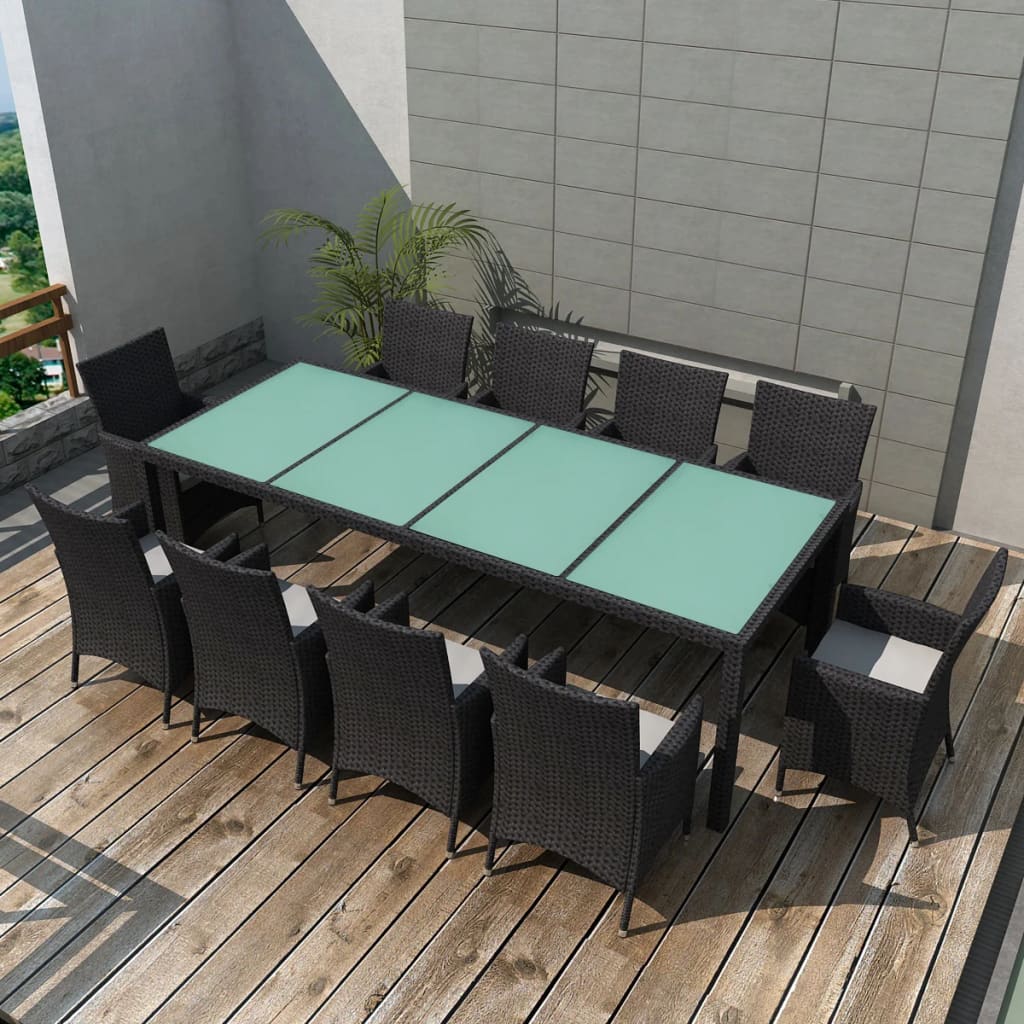 Set Mobili Da Pranzo Da Giardino 9Pz E Cuscini Polyrattan