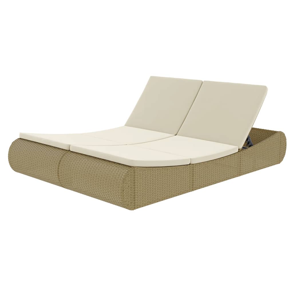 Lettino Prendisole In Polyrattan Beige