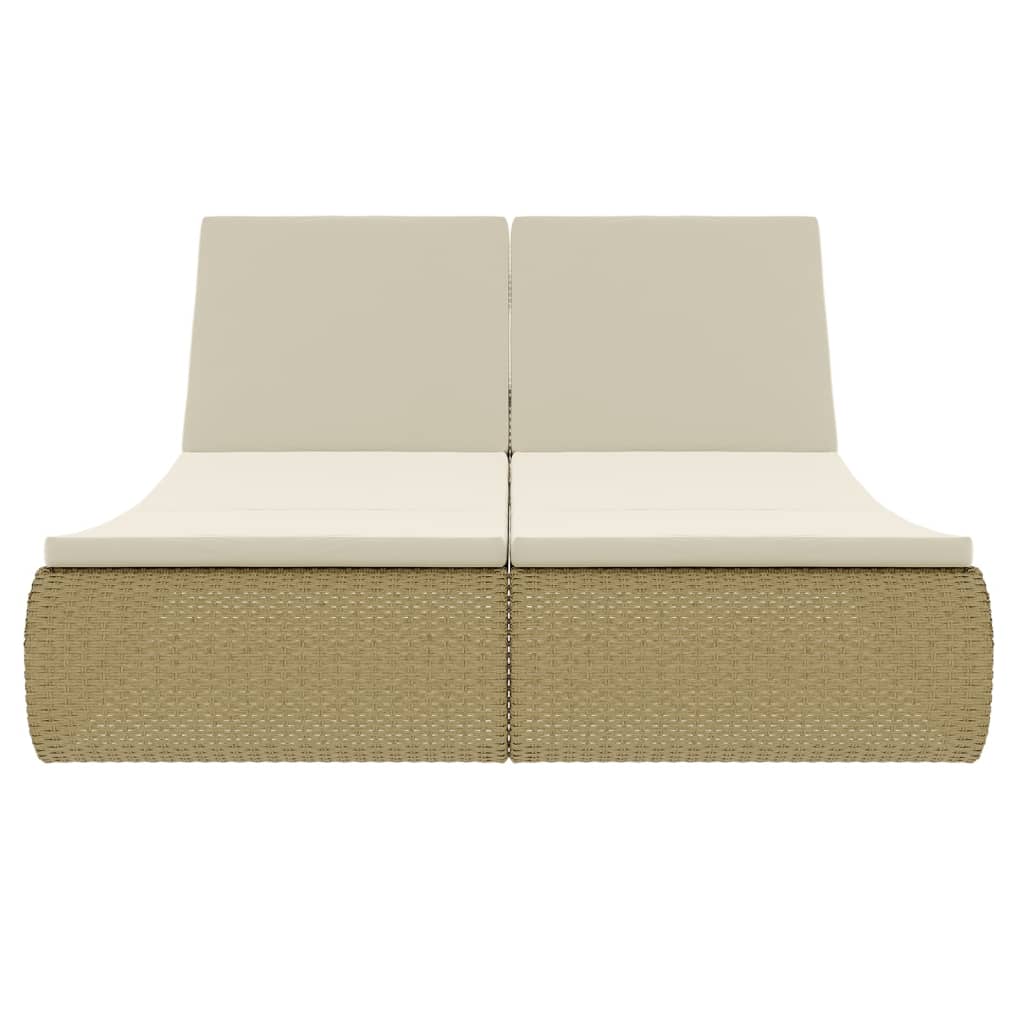 Lettino Prendisole In Polyrattan Beige