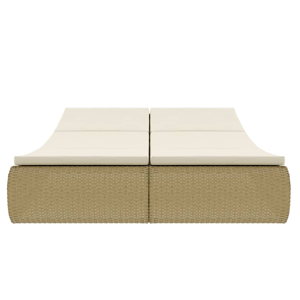 Lettino Prendisole In Polyrattan Beige